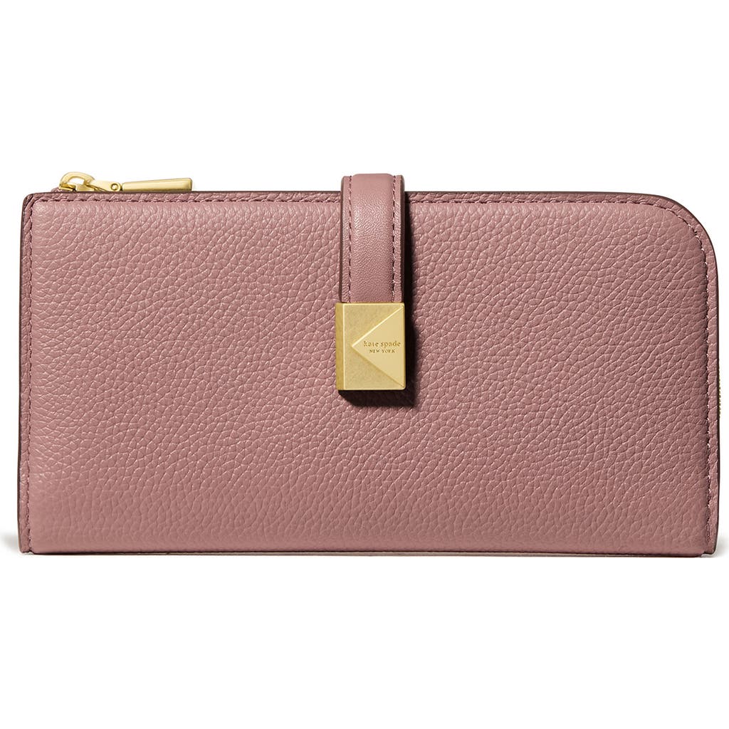 Kate Spade New York Deco Pebbled Leather Zip Wallet In Burgundy