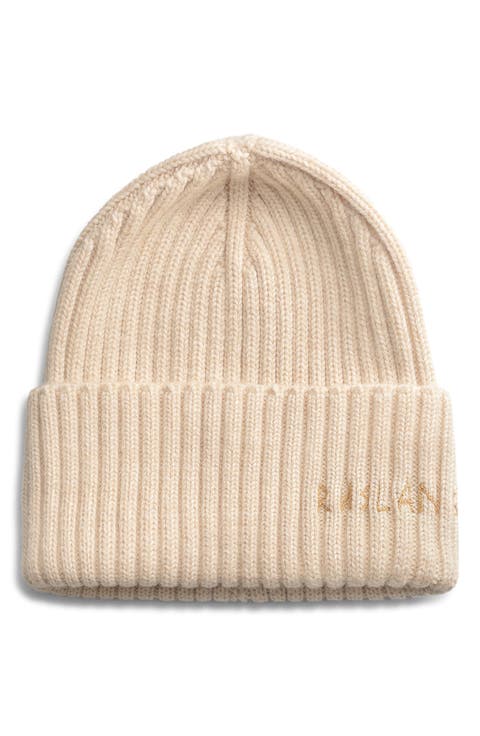 Monogram Embroidered Merino Wool Beanie