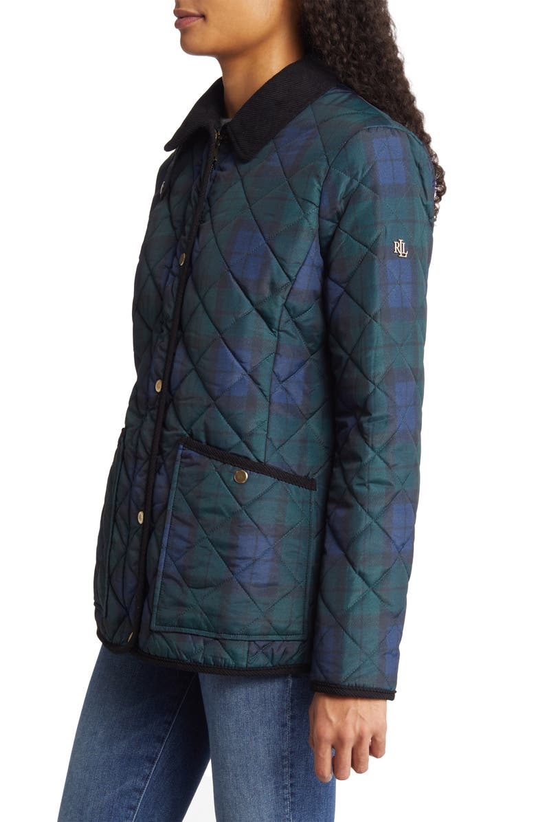 Lauren Ralph Lauren Plaid Quilted Coat, Alternate, color,