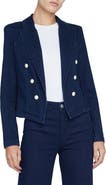 L'AGENCE Wayne Crop Denim Double Breasted Jacket
