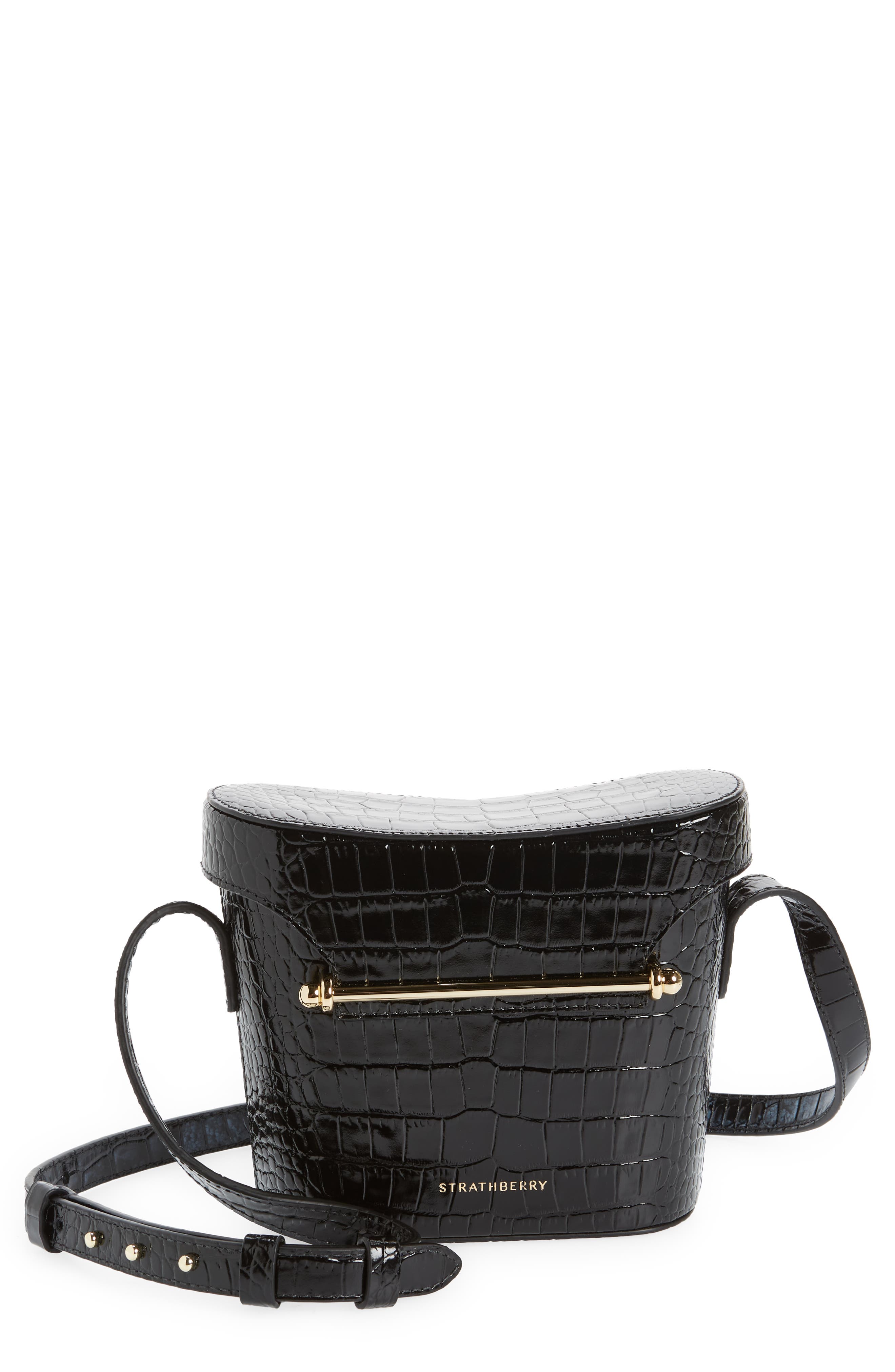 Strathberry Safari Croc Embossed Leather Crossbody Bag, Main, color, 