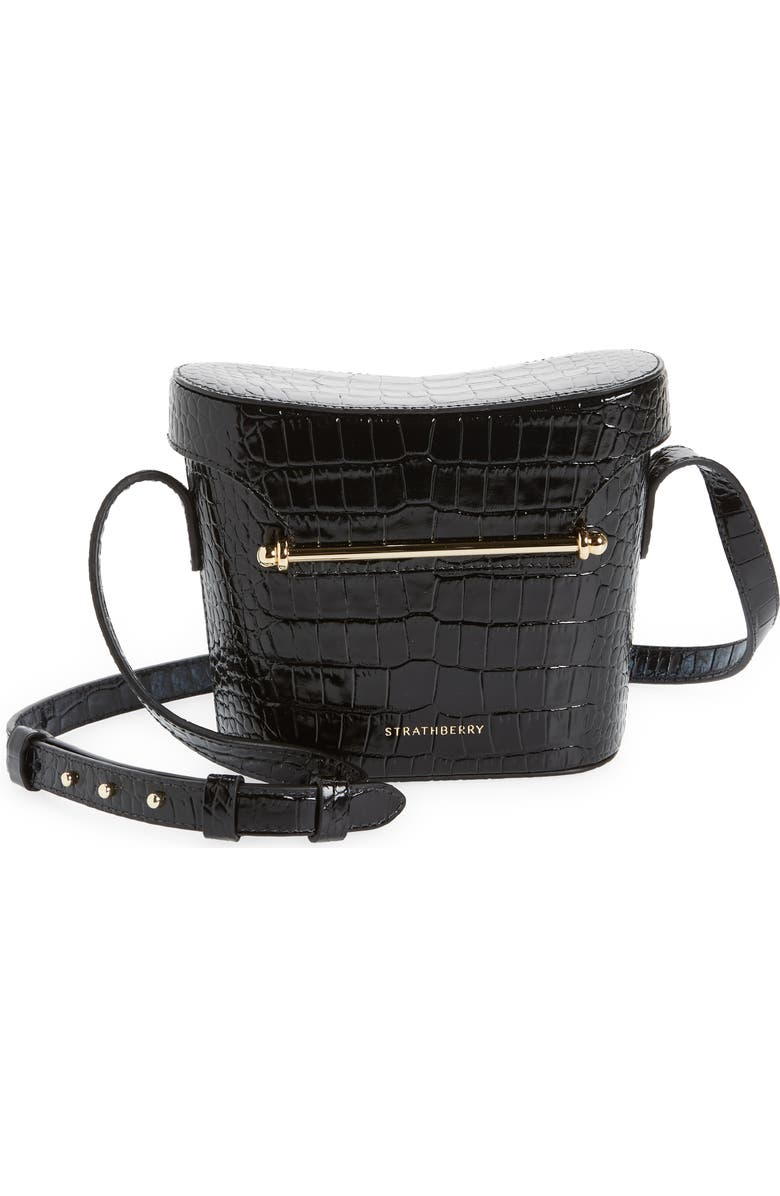 Strathberry Safari Croc Embossed Leather Crossbody Bag, Main, color,