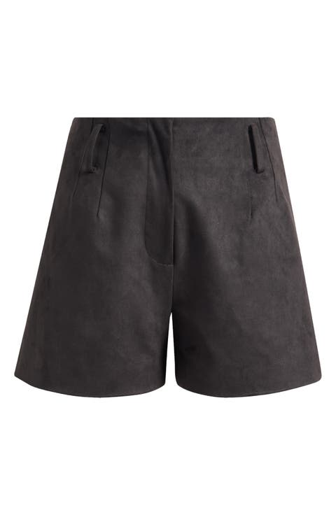 Hazel Faux Suede Pleated Shorts