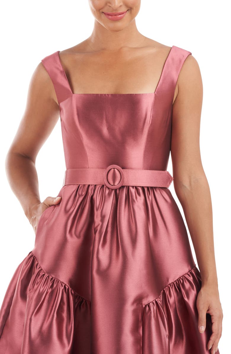 Kay Unger Lydia Satin Fit & Flare Dress, Alternate, color, Antique Rose