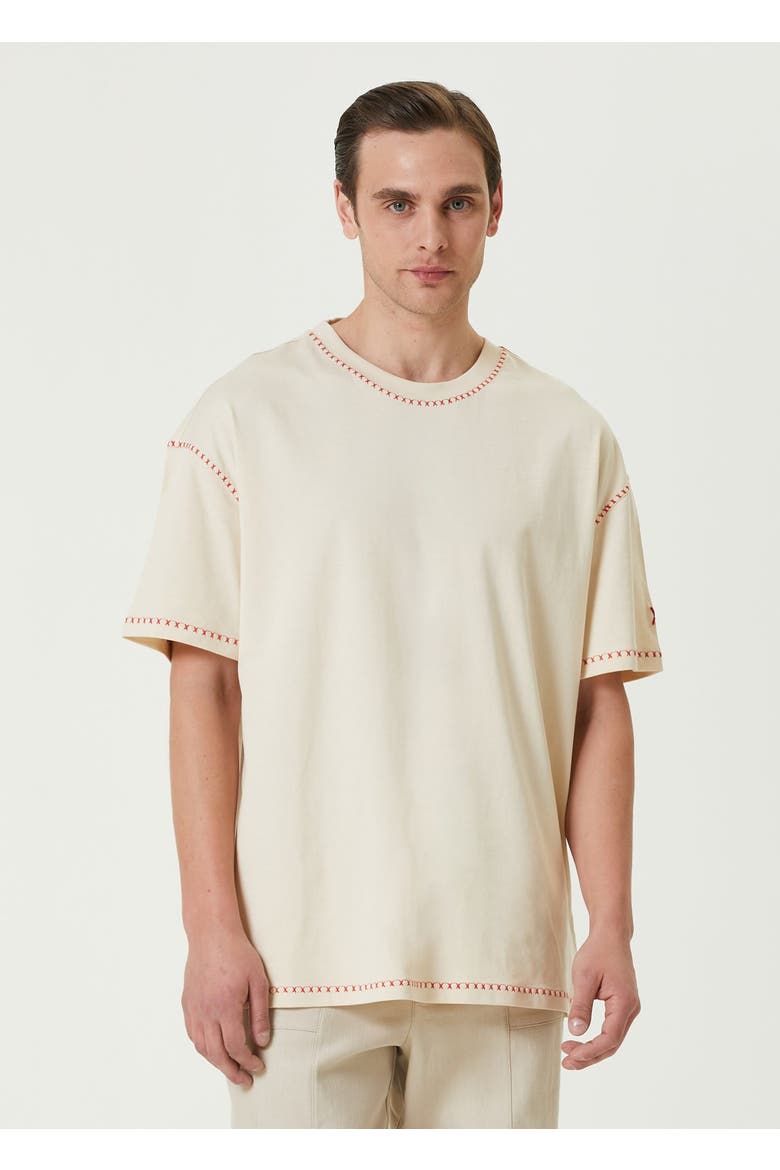 Pure Cotton Free Heaven Crochet T-Shirt, Alternate, color, Beige