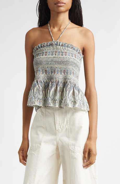 Damsey Paisley Smock Halter Top