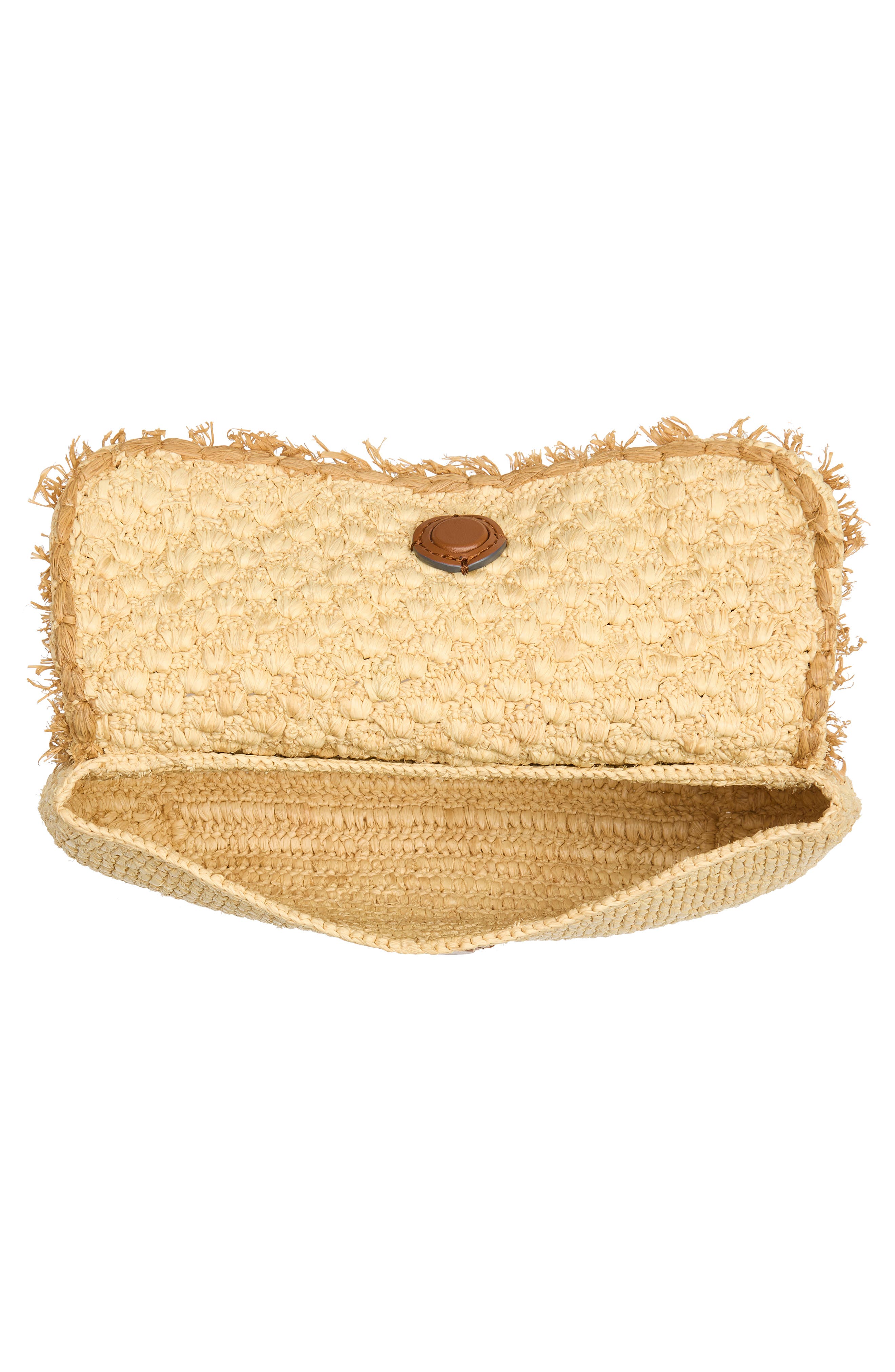 Anya Hindmarch Crochet Cactus Raffia Clutch, Alternate, color, Natural