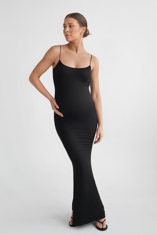 Lo+jayne The Maxi Corded Straps Ribbed Dress In Black