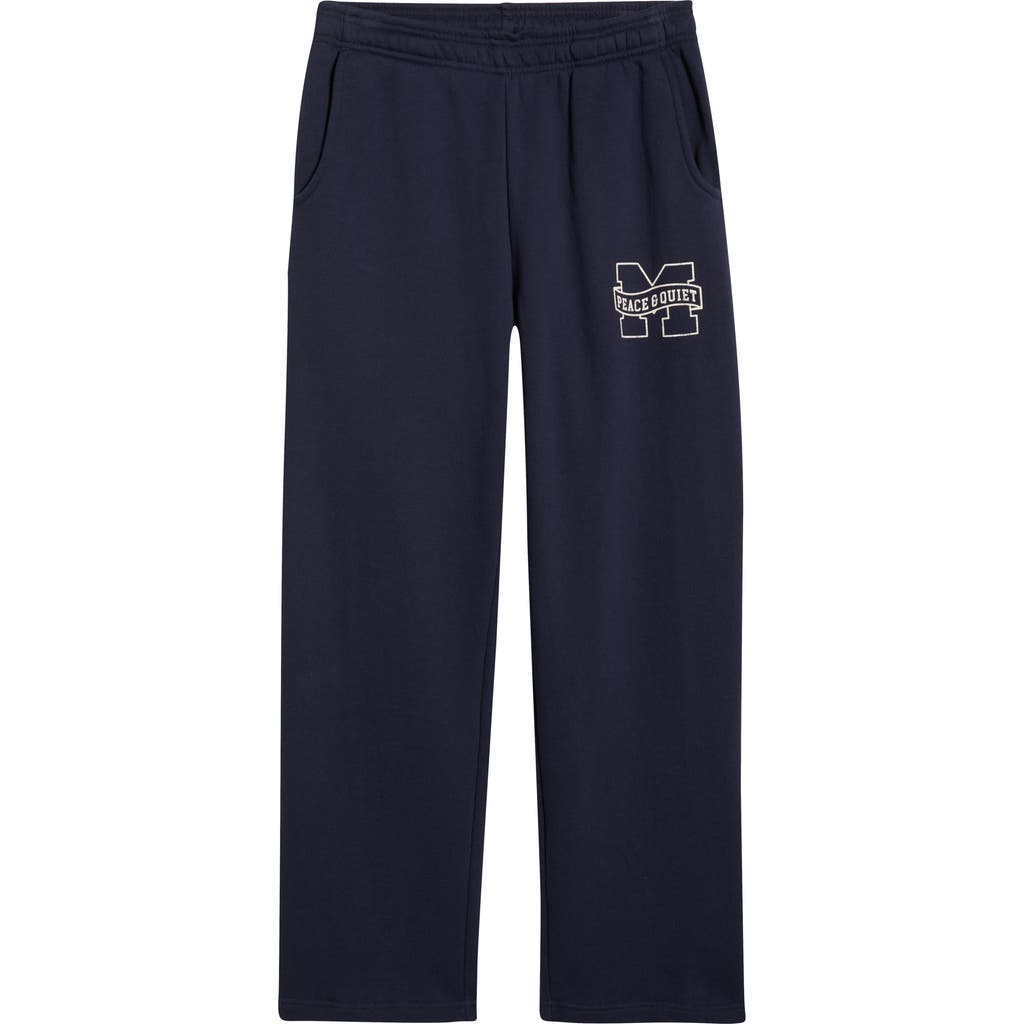 Museum of Peace & Quiet Banner Embroidered Cotton Fleece Sweatpants in Navy  product