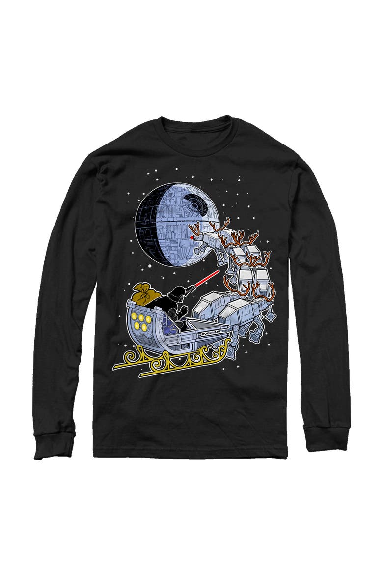 Men's Christmas Darth Vader Santa's Sleigh Long Sleeve T-Shirt, Main, color, Black