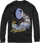 Star Wars Men's Star Wars Christmas Darth Vader Santa's Sleigh Long Sleeve Shirt