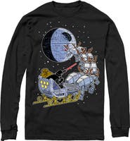 Star Wars Men's Christmas Darth Vader Santa's Sleigh Long Sleeve Shirt