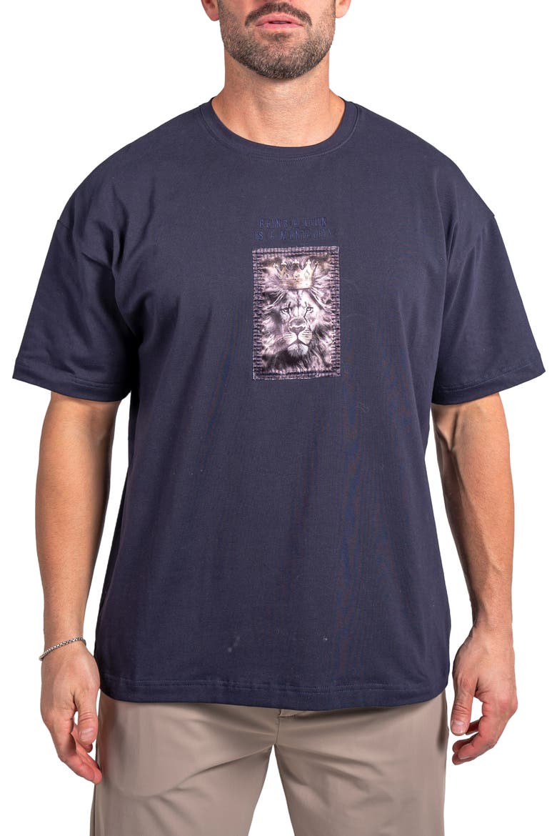 Ascension Being Appliqué Cotton Graphic T-Shirt, Main, color, BLACK
