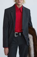 MANGO Wool Blend Suit Blazer