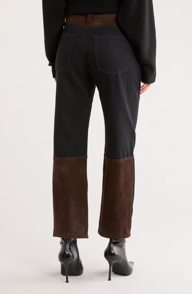 FRAME The Equestrian Suede Trim Straight Leg Jeans, Alternate, color, Trouble Suede