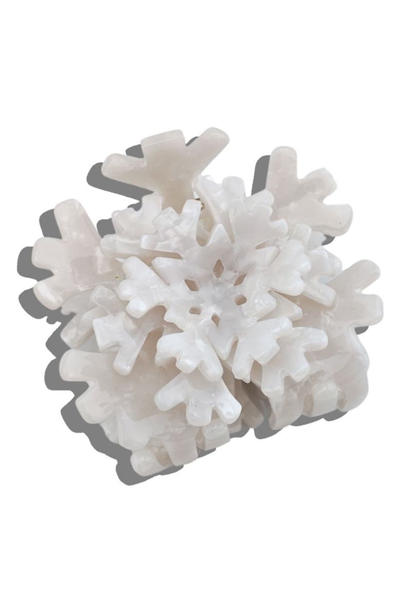 Solar Eclipse Hand Painted Snowflake Holiday Claw Clip, Main, color, White