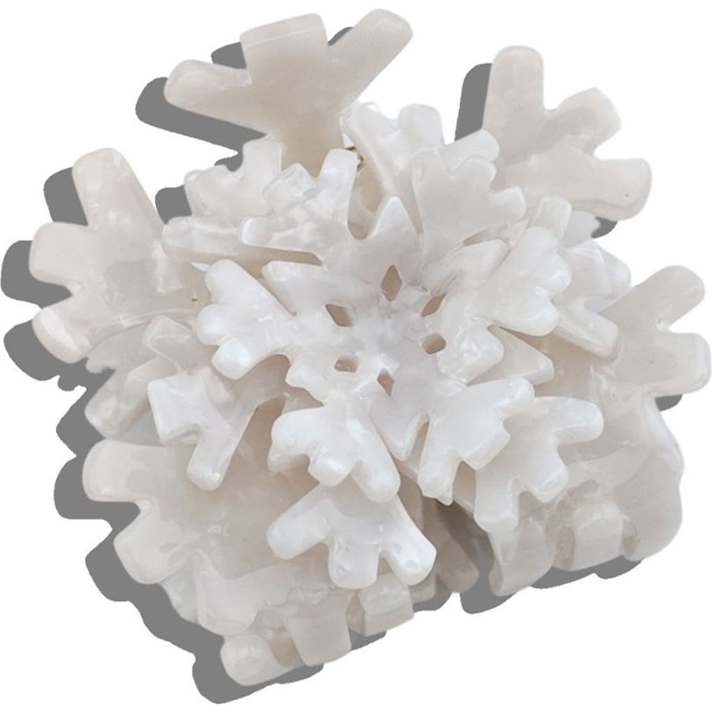 Solar Eclipse Hand Painted Snowflake Holiday Claw Clip In White