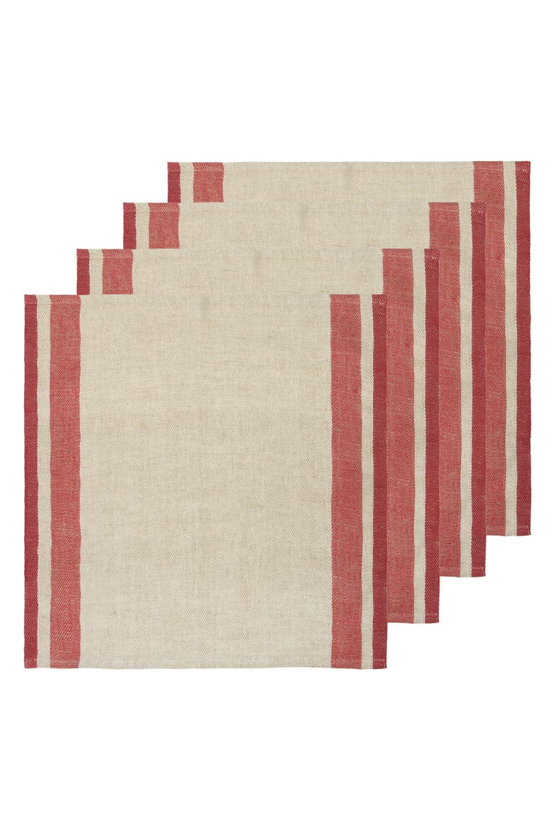 Gordes Napkins - Set of 4, Main, color, Red, Natural 20" x 20"