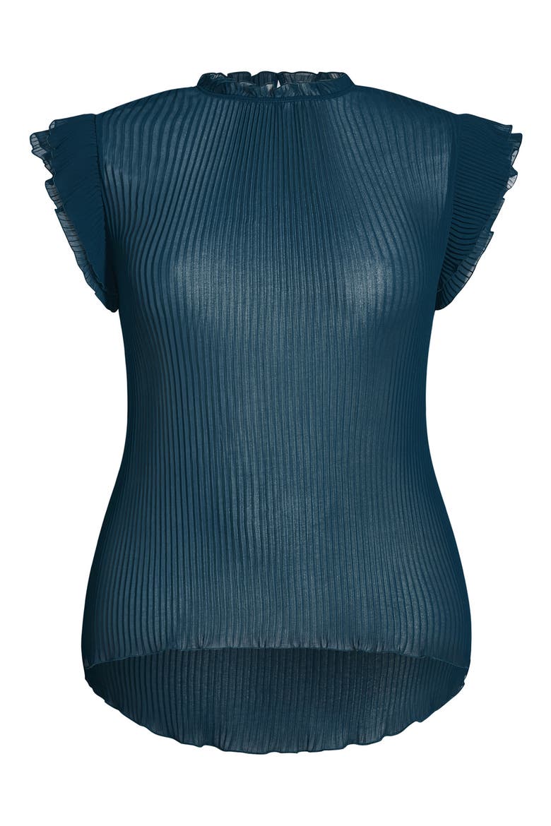 Off Beat Ruffle Sleeve Top, Alternate, color, PETROL