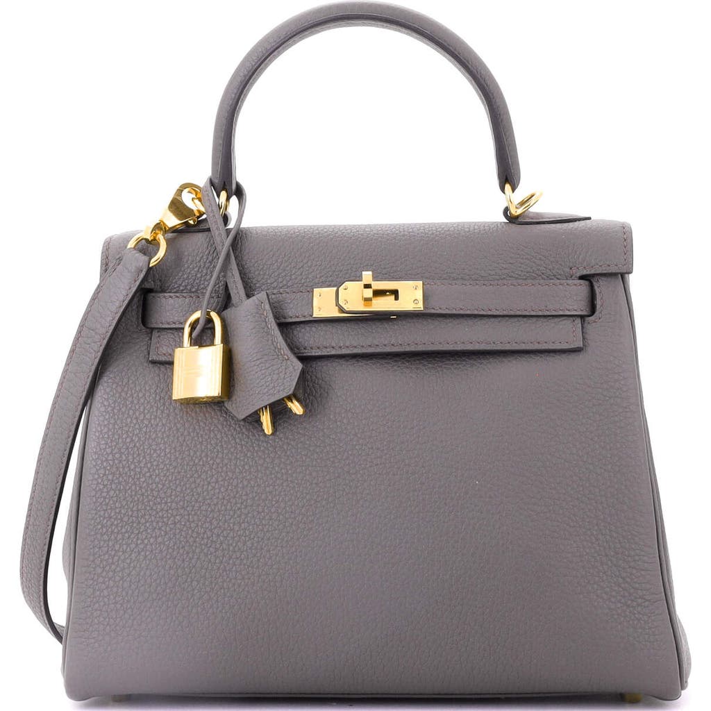 Pre-owned Hermes Hermes Kelly Handbag Grey Togo With Gold Hardware 25 In Gray