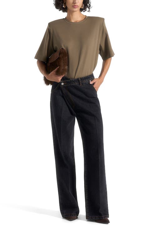 Mia Wide Shoulder Bodysuit T-Shirt