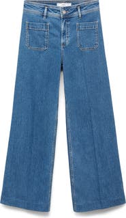 MANGO Jessie Patch Pocket Wide Leg Jeans