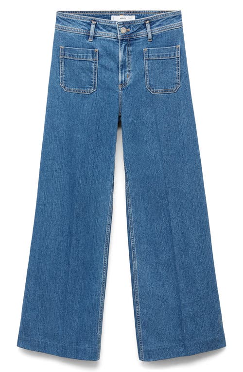 Mango Jessie Patch Pocket Wide Leg Jeans In Blue