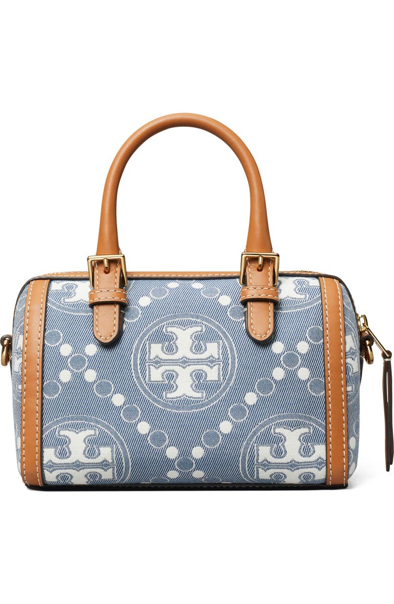 Tory Burch Petite T Monogram Denim Barrel Bag, Alternate, color,