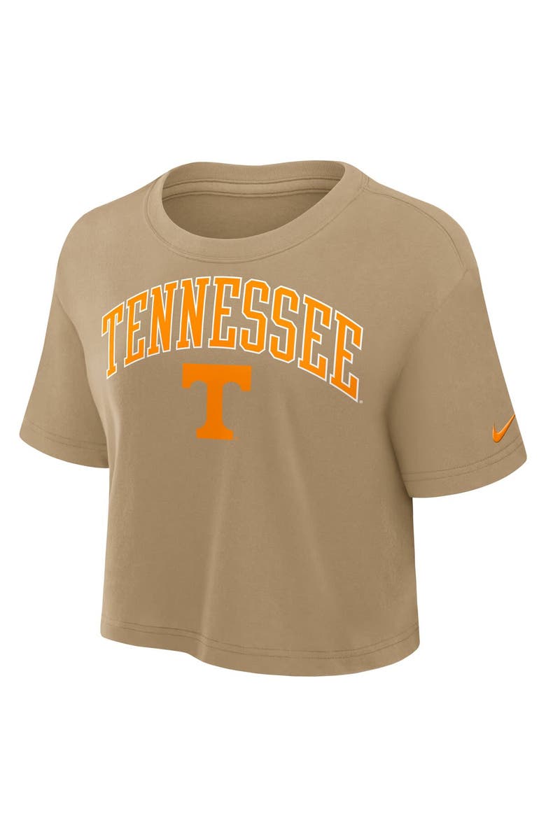 Nike Women's Nike Tan Tennessee Volunteers Power Pursuit Athletic Prep Arch Performance Cropped T-Shirt, Alternate, color,