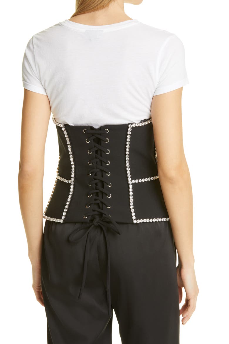 Crystal Stitched Cutout Corset, Alternate, color, BLACK
