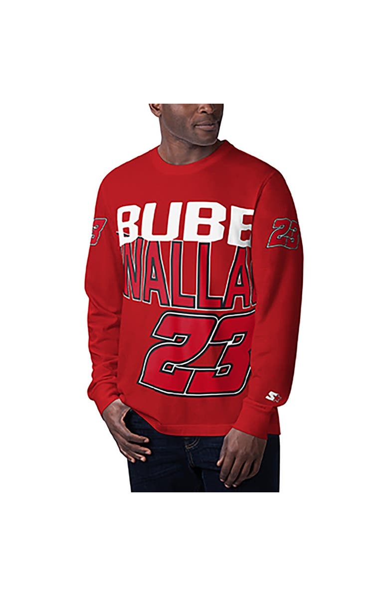 STARTER Men's Starter Red Bubba Wallace Clutch Hit Graphic Long Sleeve T-Shirt, Alternate, color, Red