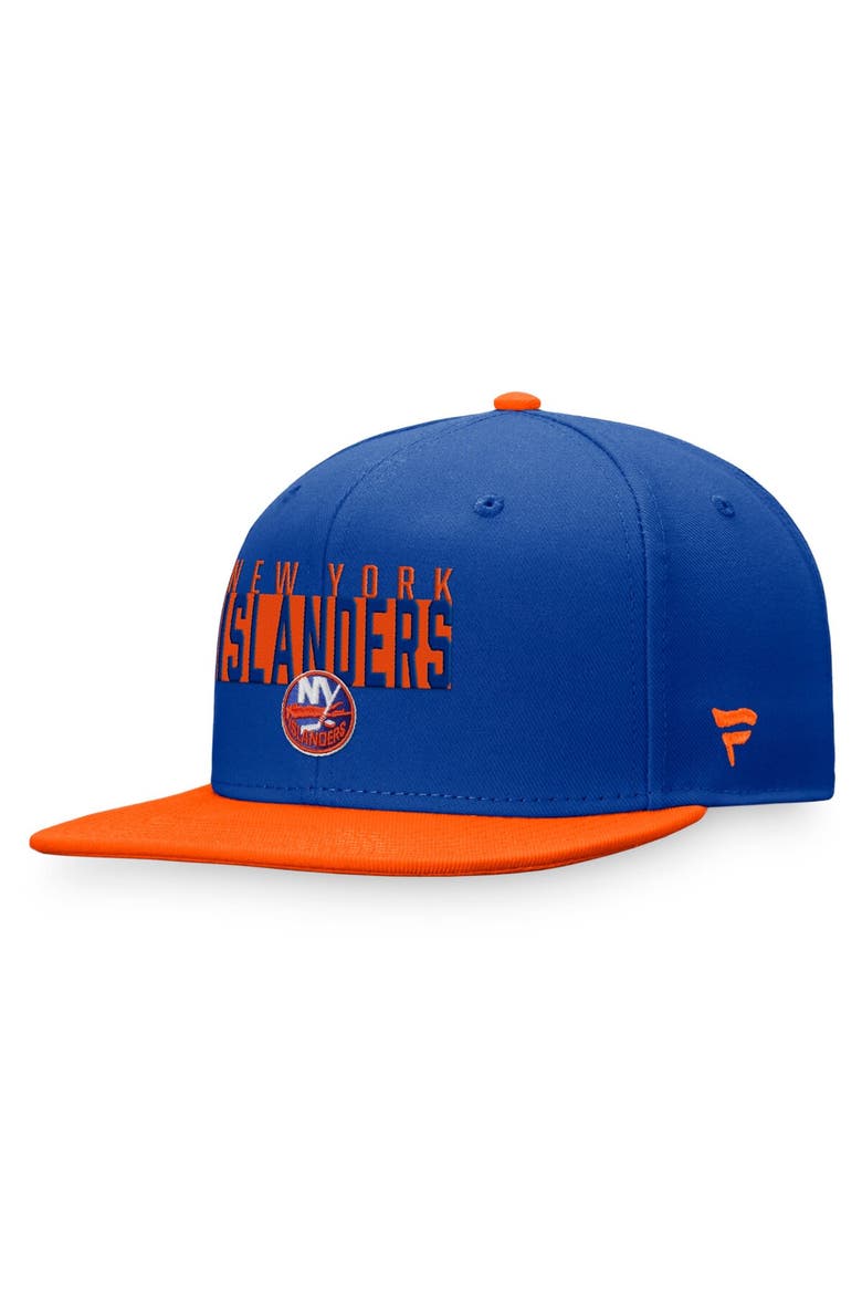 Men's Fanatics Branded Royal/Orange New York Islanders Fundamental Colorblocked Snapback Hat, Alternate, color, Royal