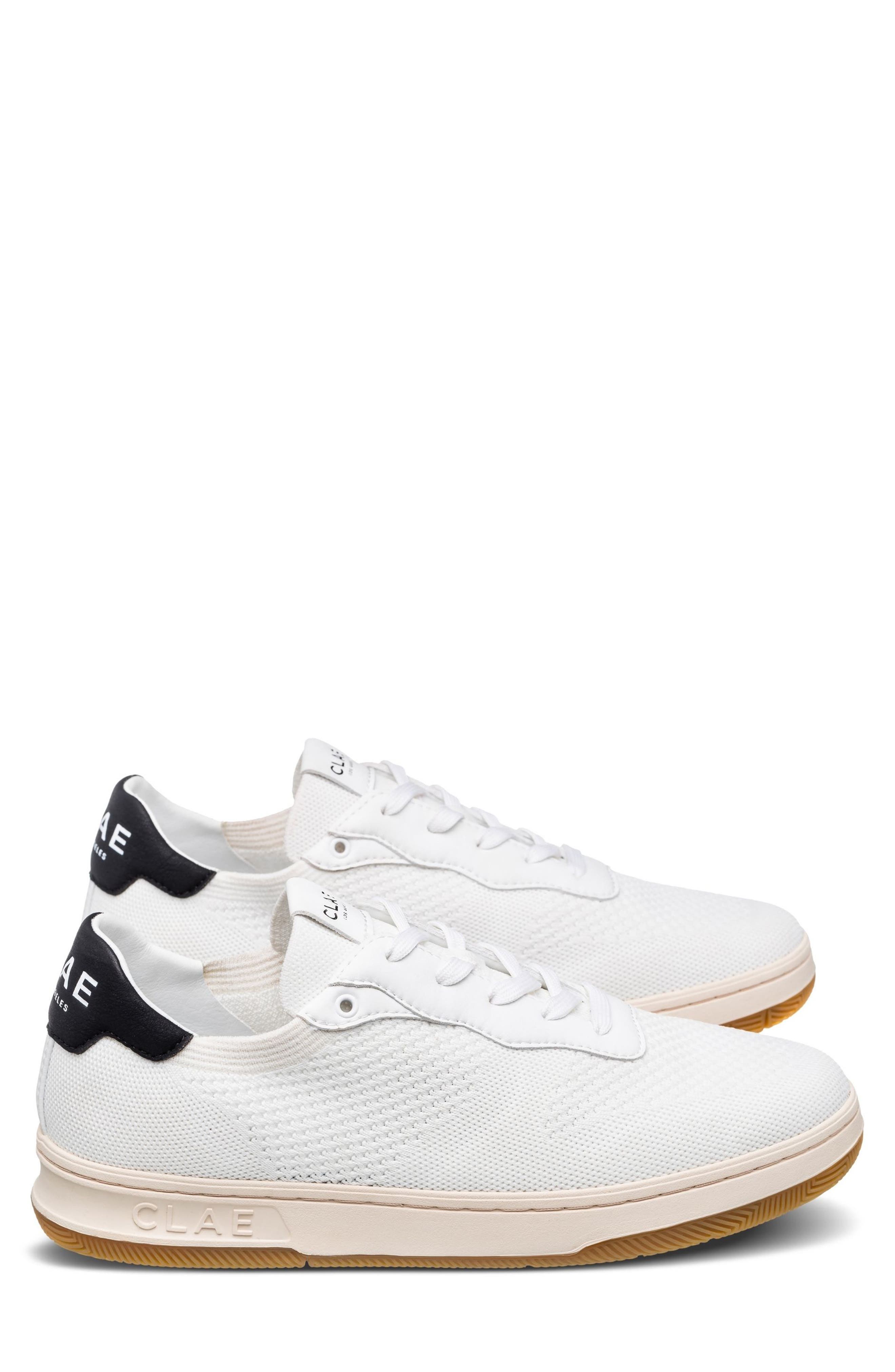 CLAE Malone Knit Low Top Sneaker, Alternate, color, White/ Black