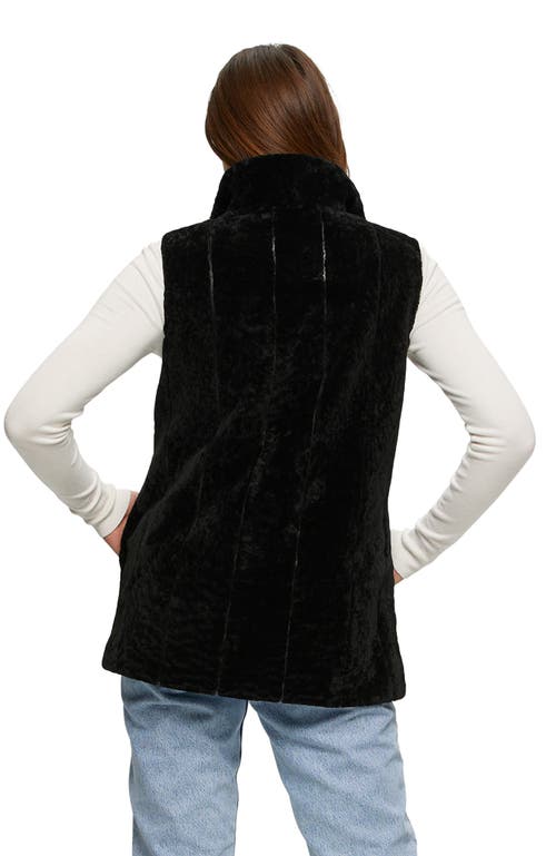 Gorski Shearling Lamb Hooded Vest Reversible To Taffeta In Black