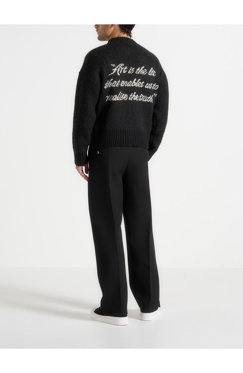 Manière De Voir Kamil Art Slogan Brushed Knit Jumper, Alternate, color, Black