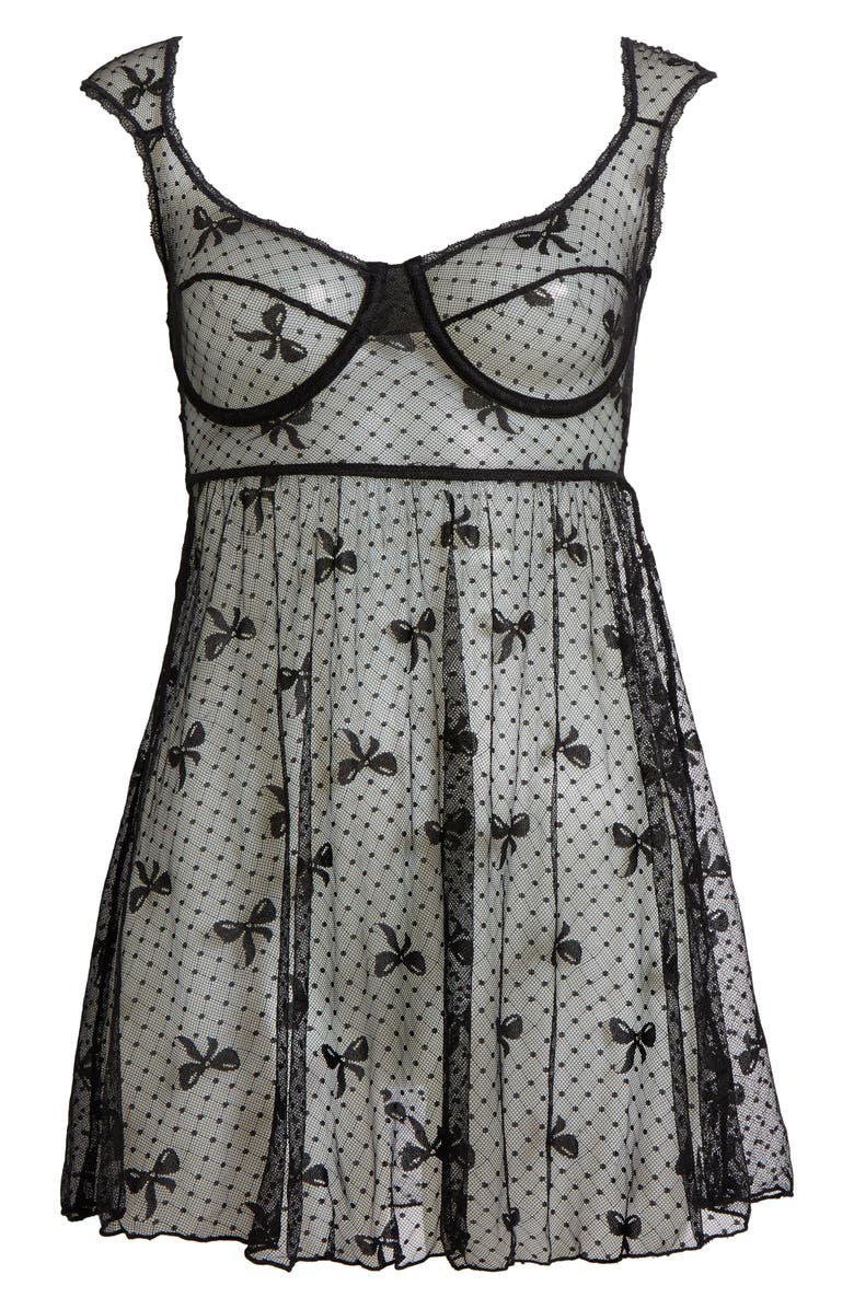 KILO BRAVA Dotted Mesh Underwire Babydoll Chemise, Alternate, color, 