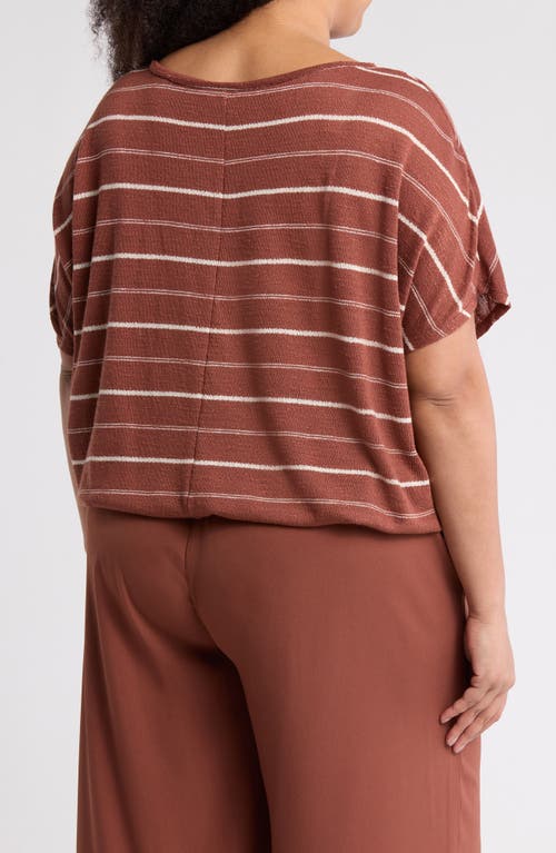 Max Studio Stripe Dolman Sleeve Bubble Hem Top In Brown