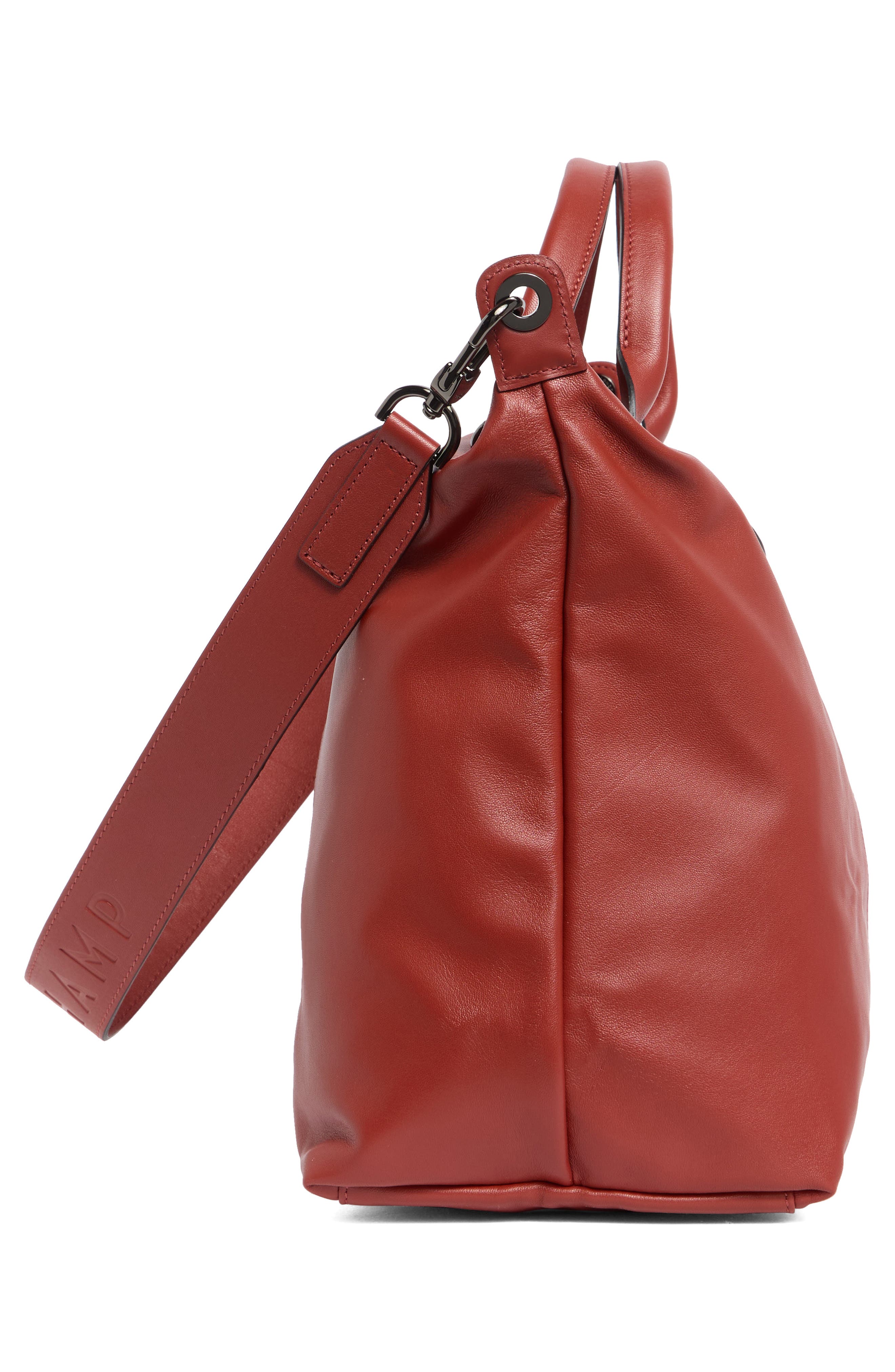 Longchamp Le Pliage Leather Tote Bag, Alternate, color, Sienna