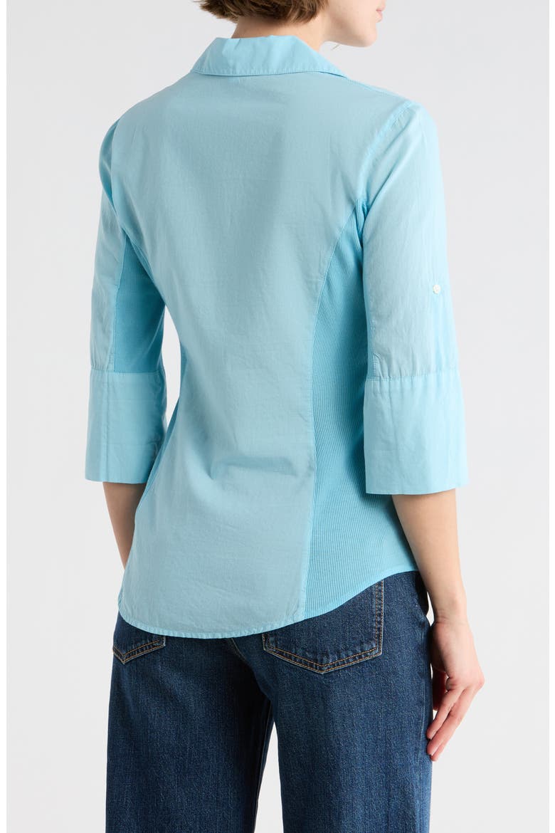 Three-Quarter Sleeve Button-Up Shirt, Alternate, color, SKIPPER