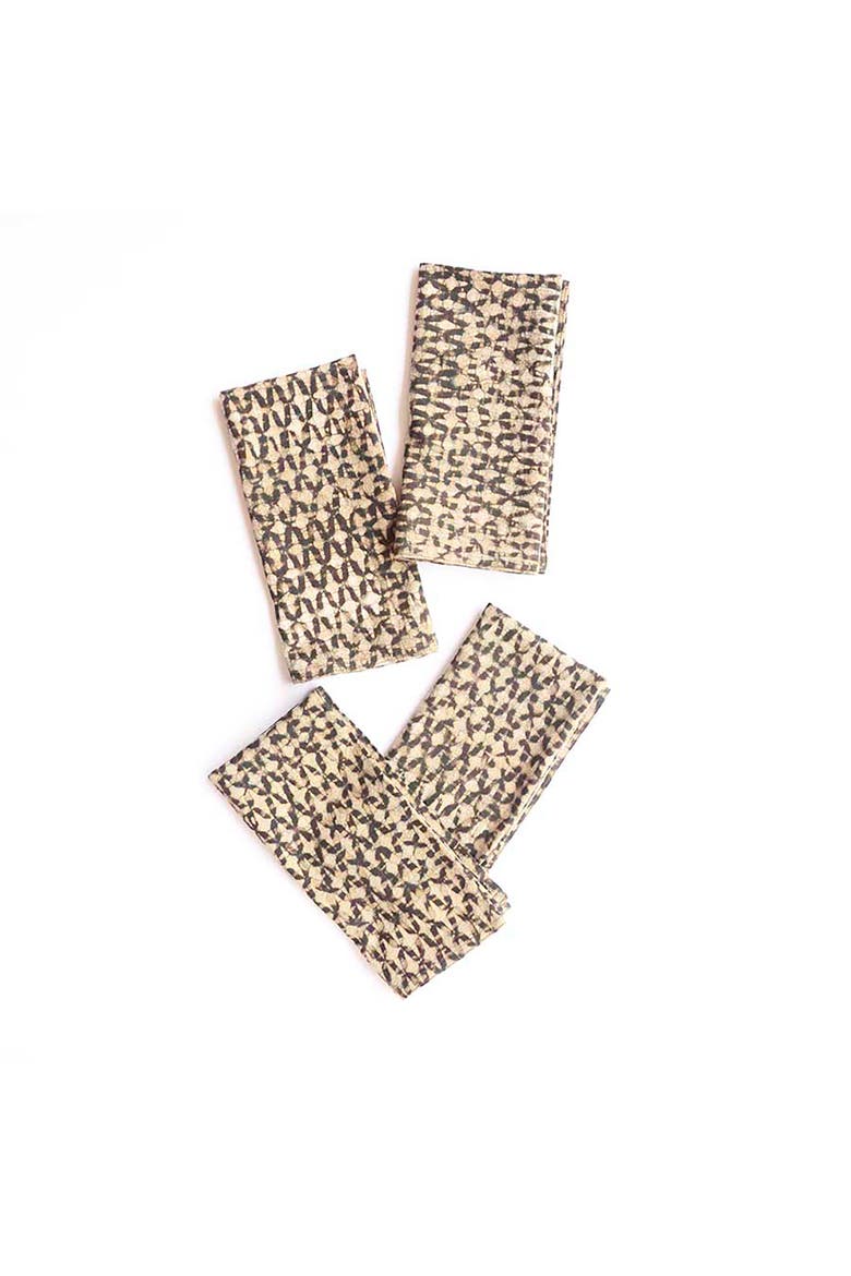 Boho Block Print Napkins, Alternate, color, Beige