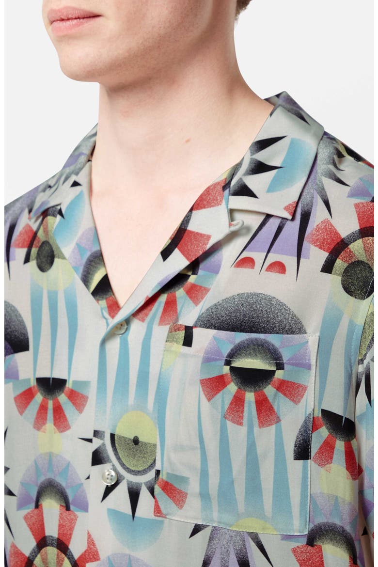 Relaxed Fit Print Short Sleeve Button-Up Shirt, Alternate, color, LUNA PIER WHITE