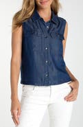 Liverpool Los Angeles Pocket Sleeveless Crop Denim Shirt