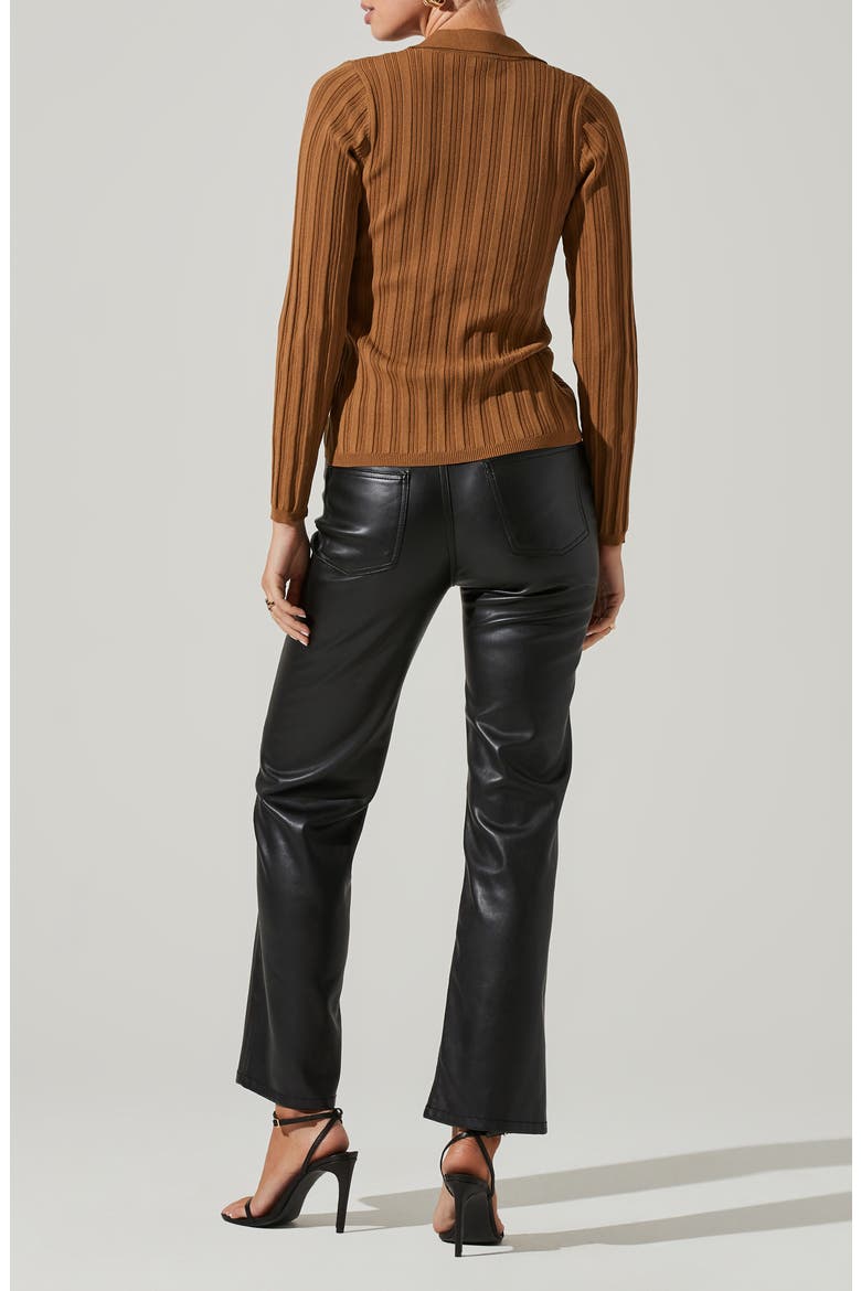 Rib Collar Cardigan, Alternate, color, BROWN
