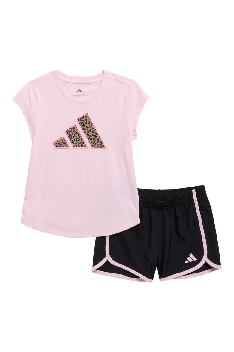Kids' Logo T-Shirt & Shorts Set, Main, color, CLEAR PINK