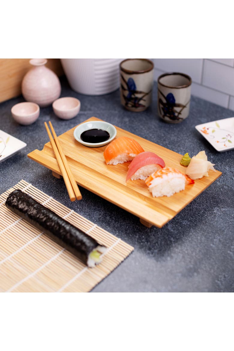 Burnished Sushi Board Set, Alternate, color, Bamboo