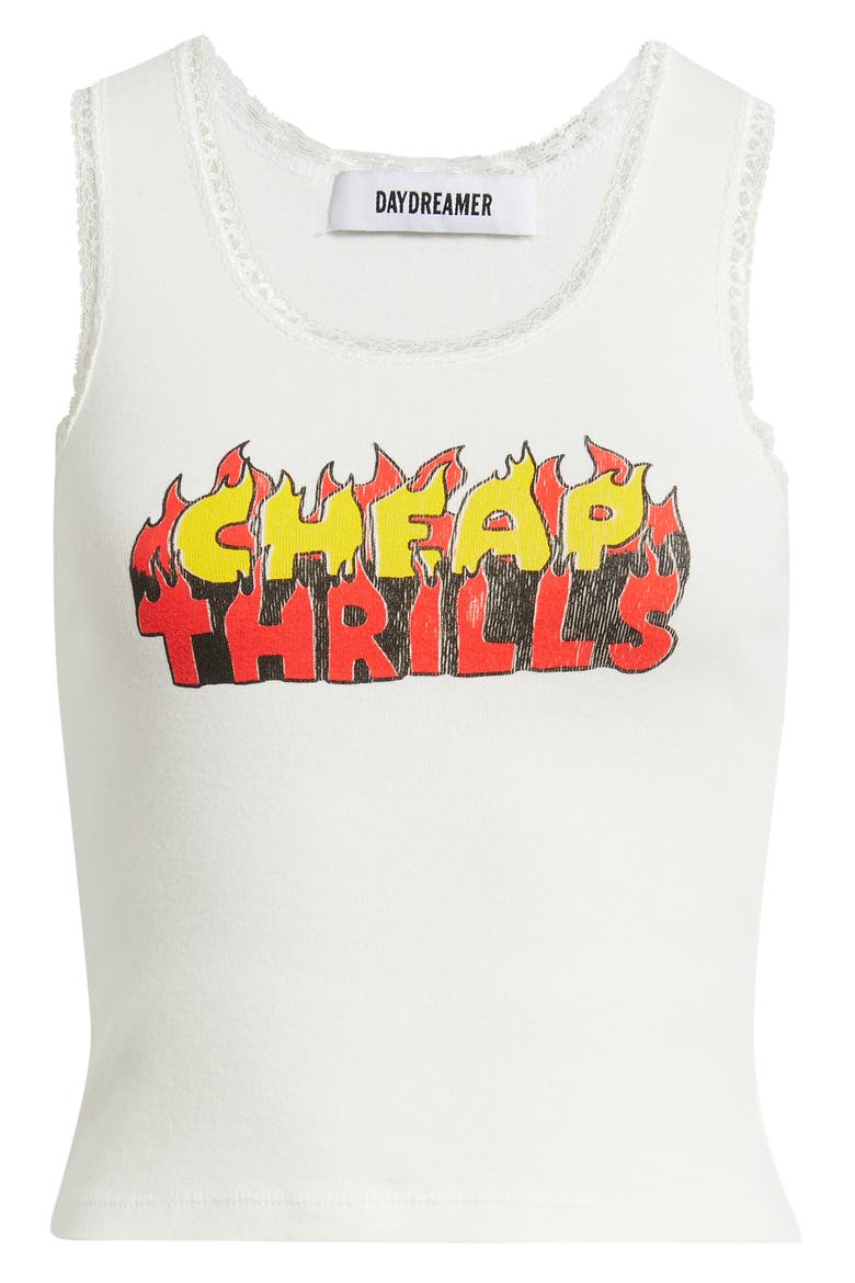 Cheap Thrills Lace Trim Graphic Tank, Alternate, color, VINTAGE WHITE