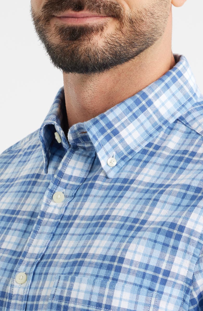 vineyard vines Coskata Island Plaid Short Sleeve Button-Down Shirt, Alternate, color, Coastline