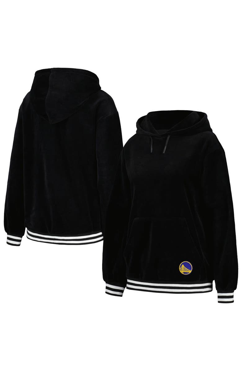 LUSSO Women's Lusso Black Golden State Warriors Nellie Oversized Velour Pullover Hoodie, Main, color, Black