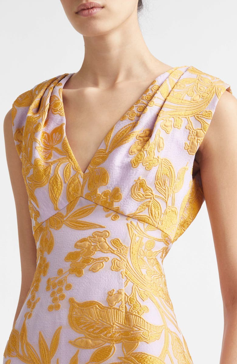 Lela Rose Floral Brocade Gown, Alternate, color, Peony Multi