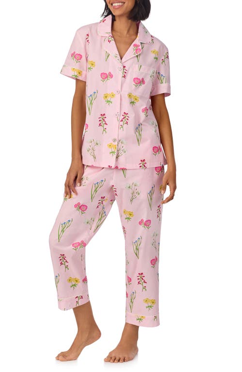 Bedhead Pajamas Print Stretch Organic Cotton Jersey Crop Pajamas In Pink